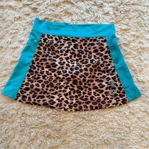 Runningskirts brand teal and leopard running skirt